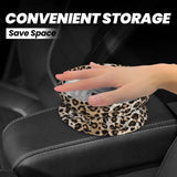 Leopard Print Collapsible Car Trash Bin With Strap – Leakproof Multipurpose Automotive Waste Container