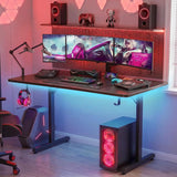 55 Inch Gaming Desk with LED Lights, Large Computer Desk with Mouse Pad