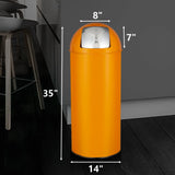 17 Gal / 65L Push Lid Trash Can Commercial Grade Brushed Stainless Steel for Outdoor/Kitchen,Home