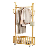 Clothes Rail Movable Clothes Hanging Coat Rack with Storage Basket