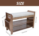 2Tier Shoe Rack Bench 31 Inch Entryway Bench with Storage Basket for Living Room