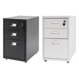 3 -Tiers  Vertical File Cabinet Metal Mobile File Cabinet with Lock Filing Cold-rolled Steel Cabinet Under Desk