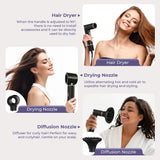 6-in-1 Multifunctional Hot Air Comb, Interchangeable Brush Head, Negative Ion Hair Dryer Brush and Styler, 110,000 Inorganic Electric Brush with High Speed, Frizzless Hot Air Quick Drying, Professional