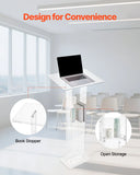 Podium Stand 50 In Portable Acrylic Lectern Storage Shelf Wide Reading Surface