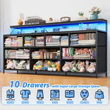 EnHomee 55" Wide Smart Dresser with LED Lights & Power Outlets