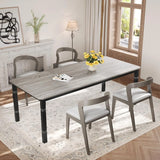 78.7" Farmhouse Dining Table for 6-8 People - Rustic Industrial Kitchen Table with Sturdy Metal Frame
