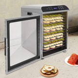 12-Trays Stainless Steel Food Dryer,Silver Rectangular Food Dehydrator Machine