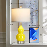 Set of 2 Yellow Modern Bedside Lamps for Living Room. Nightstand Desk Lamps