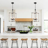 4-Light Farmhouse Chandelier Height Adjustable Rustic Living Room Chandelier