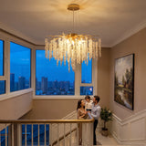 Modern Gold Tree Branch Chandelier, 60cm Adjustable K9 Crystal Raindrop