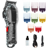 Cordless Hair Clippers for Men, Professional Barber Kit with LED Display, 8 Guide Combs,