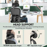 Ergonomic Office Chair with Headrest, Adjustable Lumbar Support, Swivel Wheels & Flip-up Armrests