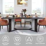 71In Large Rectangular White Dining Table for 4 5 6 8 10 People, Family Dinner Table