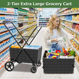 Jumbo Shopping Cart 2 Layers Grocery Cart on Wheels Foldable Utility Shopping Carts