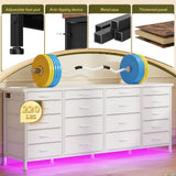 EnHomee Large Capacity 63 Inch Dresser w/ 18 Deep Drawers LED Lighting