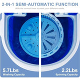 2-IN-1 Portable Washer and Spinner Combo 5.7LBS Mini Washing Machine 2.2LBS Spin Dryer with Drain Pump