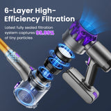 YISORA Cordless Vacuum Cleaner, 40Kpa 55Mins Running Time for Pet Hair