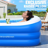 Inflatable Pool with Canopy for Adults & Kids, Large 110"x63"x20"