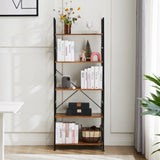 JHK 5 Tier Bookcase Bookshelf Modern Book Case For Books Corner Storage Organizer for Bedroom Home
