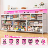 EnHomee 55" Wide Smart Dresser with LED Lights & Power Outlets