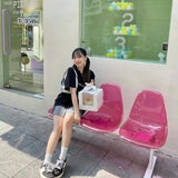 Three-person transparent plastic row chair Square waiting  Hospital bench