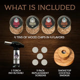 Cocktail Smoker Kit and Torch with Cherry, Hickory, Maple, and Oak Wood Chips - Cocktail Smoker Kit & Chips for Old Fashioned Co