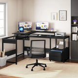 65 L-Shaped Desk with Illuminated Top, Adjustable Standing Desk