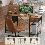55 inch Computer Desk with Drawers, Home Office Table with 4 Fabric Drawers
