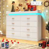 8 Drawer Dresser with LED Light, Modern Chest of Drawers for Closet, 47"