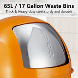 17 Gal / 65L Push Lid Trash Can Commercial Grade Brushed Stainless Steel for Outdoor/Kitchen,Home