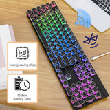 RGB Wireless Punk Typewriter Mechanical Keyboard Round Keycaps And RGB 104-Key Game Office