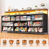 EnHomee 55" Wide Smart Dresser with LED Lights & Power Outlets