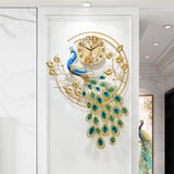 Creative Metal Wall Clock Modern Style Wall Watch Clock Peacock Shaped