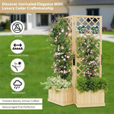 41"x10"x65" Freestanding Privacy Fence with Planter Box & Trellis 2-Panel Outdoor Garden Divider Privacy Screen