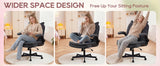 TCGBKAF Black Criss Cross Chair with Wheels&Flip-Up Arms, 25" Seat Cross Legged Office Chair with Flip-Up Back, Ergonomic Computer Desk Chair, Adjustable
