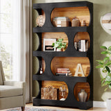 Tribesigns 71" Tall Bookcase, 4-Tier S-Shaped Bookshelf, Wood Decorative Storage Shelving