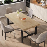 Industrial Dining Table or 4-6 People, 63" Long Large Kitchen Table with Sturdy Metal