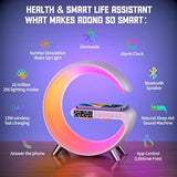 Smart Wireless Charging Alarm Clock with Bluetooth Speaker App Controlled Bedside Lamp Table Light and Night Light Bedroom Home