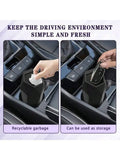 Car Trash Can With Press Type Lid Cup Holder Mount Leakproof ABS Garbage Bin