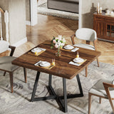 Tribesigns Square Dining Table for 4, 31.5" Industrial Dinner Table with Metal Base