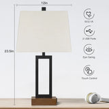 Nightstand  for Bedroom Set of 2 with 2 USB Ports and AC Power Outlet 23.5"