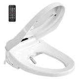 Electric Toilet Seat with Remote Control, Heated Toilet Seat, Warm Air Dryer, Soft Closed Lid, Night Light, LED Display, Self-Clean, Stainless Steel Nozzle,