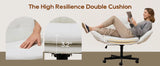 TCGBKAF White Criss Cross Chair with Adjustable Arms Chenille Swivel Vanity Chair with Side Pockets Ergonomic Cross Legged Office Chair with Wheels Adjustable Height Computer Desk Chair