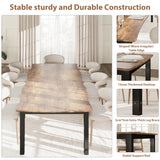 Rectangular Dining Table for 6-8 15mm Thick Metal Frame Wave Edge Dinner Tables
