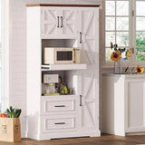 IRONCK Farmhouse Kitchen Pantry Cabinet, Kitchen Hutch with Microwave Stand