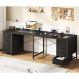 78" 2 Person Desk with 8 Fabric Drawers, Long Computer Desk Home Office Desk with Storage