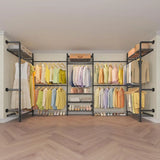 U5 Expandable Wall Mounted Clothing Rack with 4 Expandable Hanger Rods