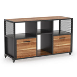 Tribesigns 2 Drawer Wood File Cabinets, Mobile Lateral Filing Cabinet for Letter A4 Size, Printer Stand with Shelves and Drawer