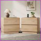 Nightstand Set of 2 with Charging Station, 23.6" Bedside Table with 2 Drawers
