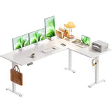 63 Inch Electric L Shaped Standing Desk Reversible Corner Height Adjustable